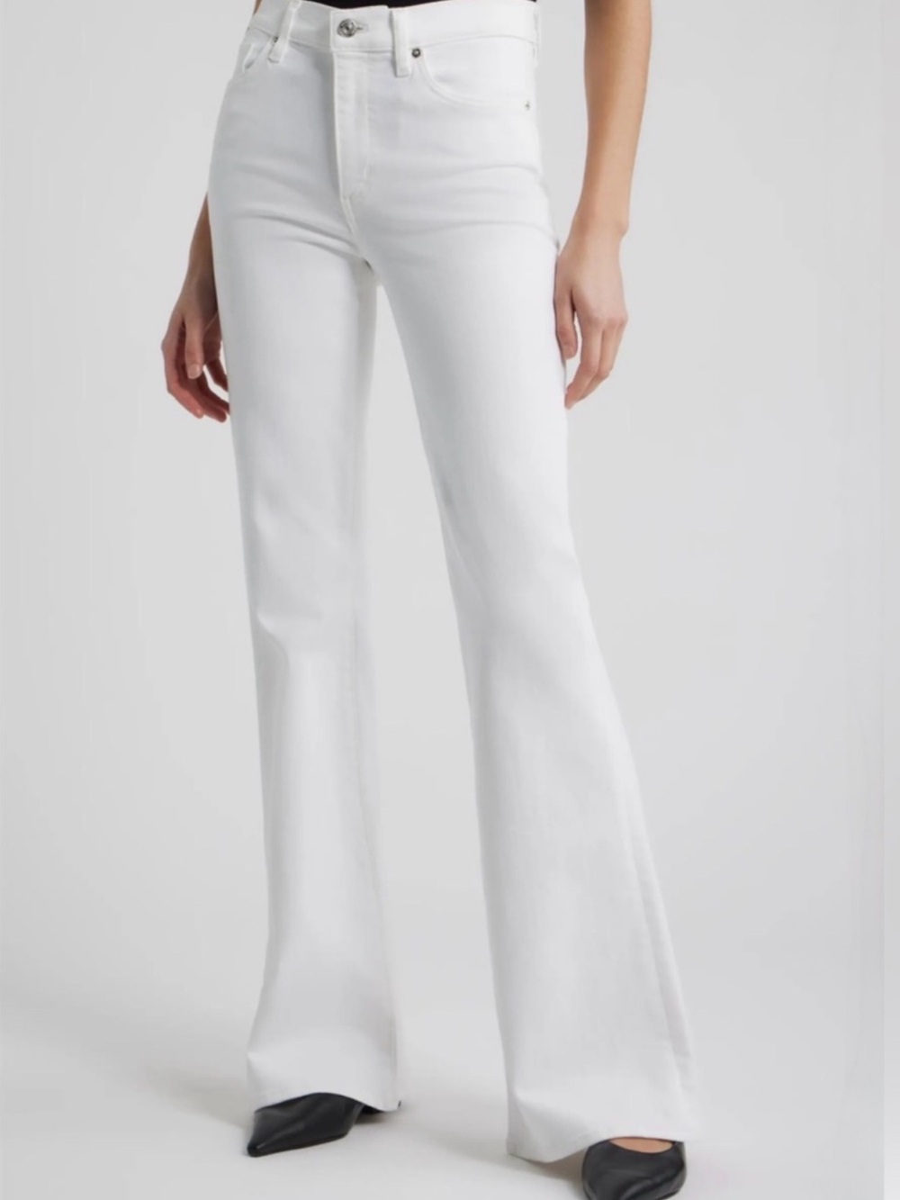 Frame Le High Flare White Jeans